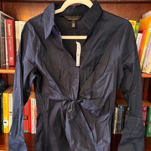 NWT White House Black Market Long Sleeve Twist Poplin Shirt